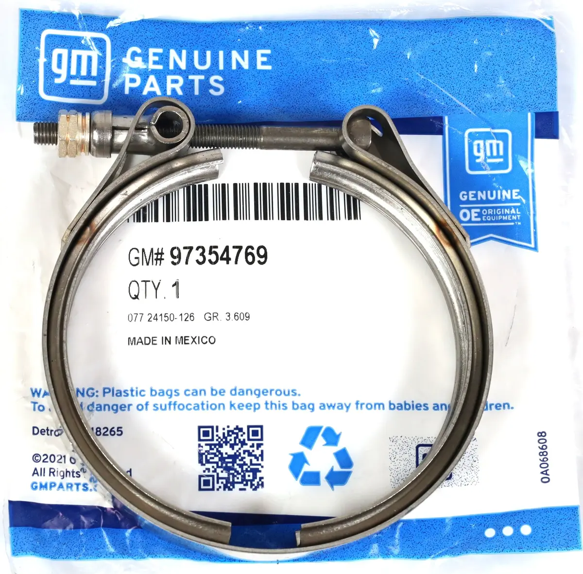 Gm 97354769 Turbo To Downpipe Clamp 2004-2016 Chevy Gmc Duramax Lly Lbz Lmm Lml 1