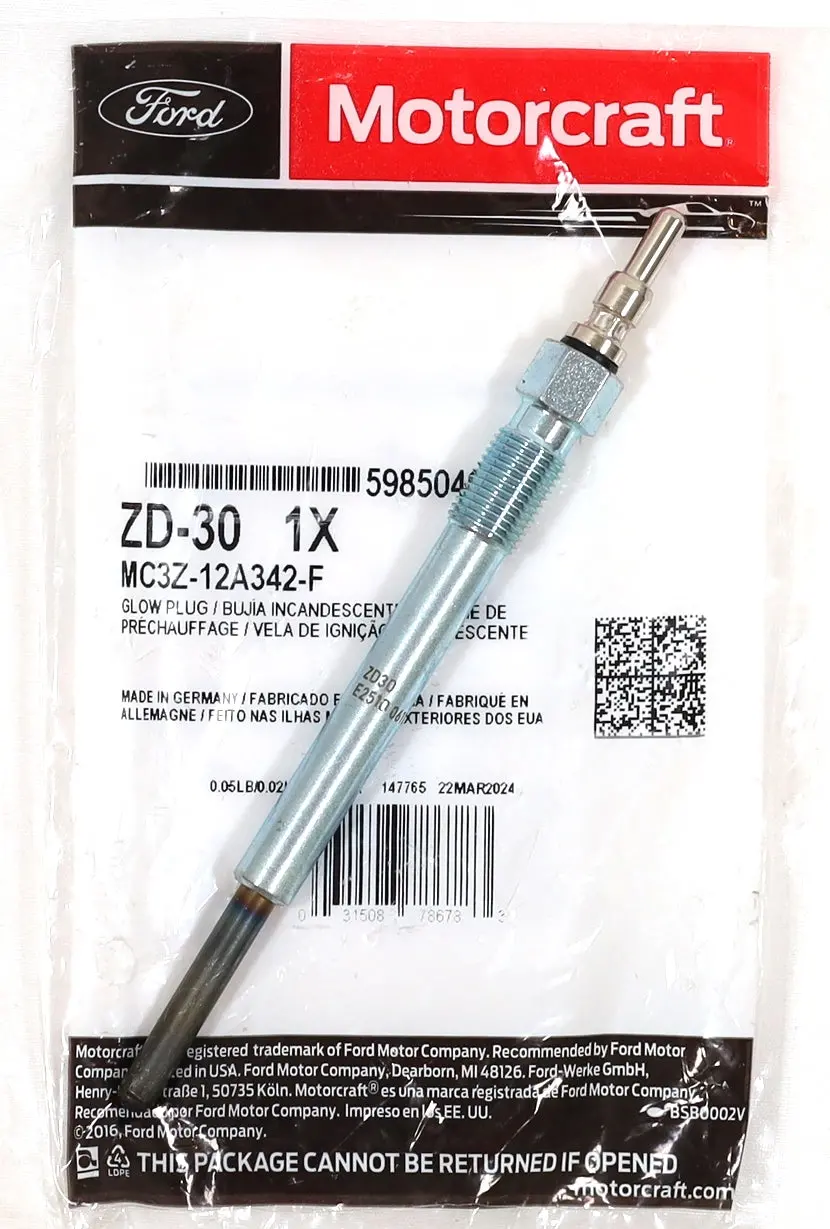 Motorcraft Zd-30 Glow Plug 94.5–03 7.3L Powerstroke Oem Ford Mc3z-12A342-F 1