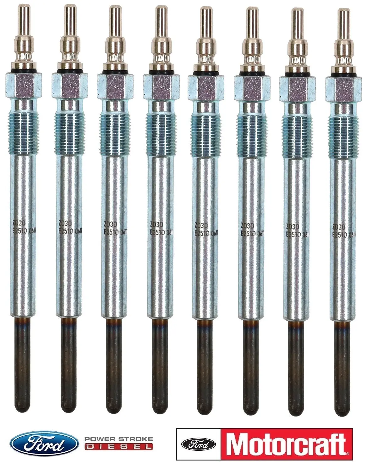1994–2003 7.3L Powerstroke Glow Plugs Set 8 Oem Motorcraft Zd-30 / Mc3z-12A342-F 1