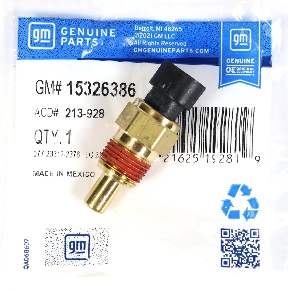 Genuine Gm 15326386 Engine Coolant Temperature Sensor 2001-2010 6.6L Duramax Lb7 Lly Lbz Lmm 1