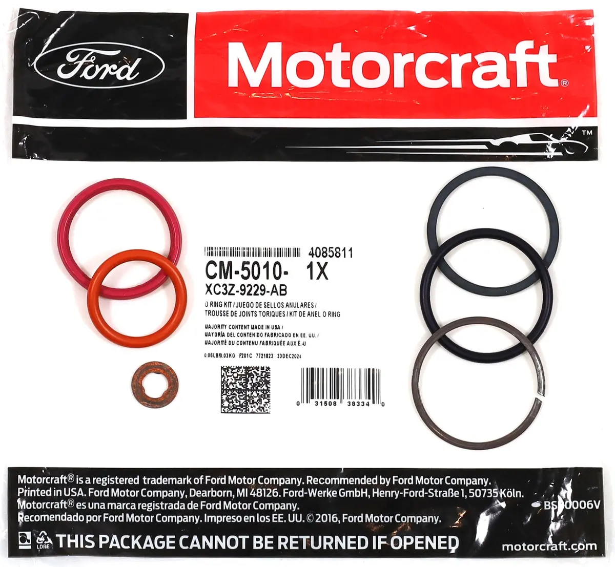 Motorcraft Cm-5010 Injector O-Ring Kit 94–03 7.3L Powerstroke Oem Xc3z-9229-Ab 1