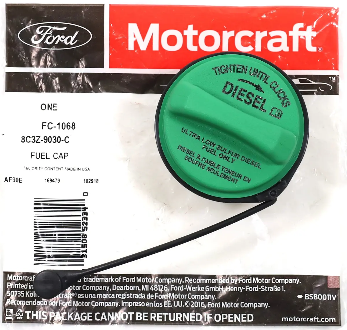 Motorcraft Fc-1068 Fuel Tank Cap 2008–2016 Ford 6.4L 6.7L Powerstroke Diesel Oem 1