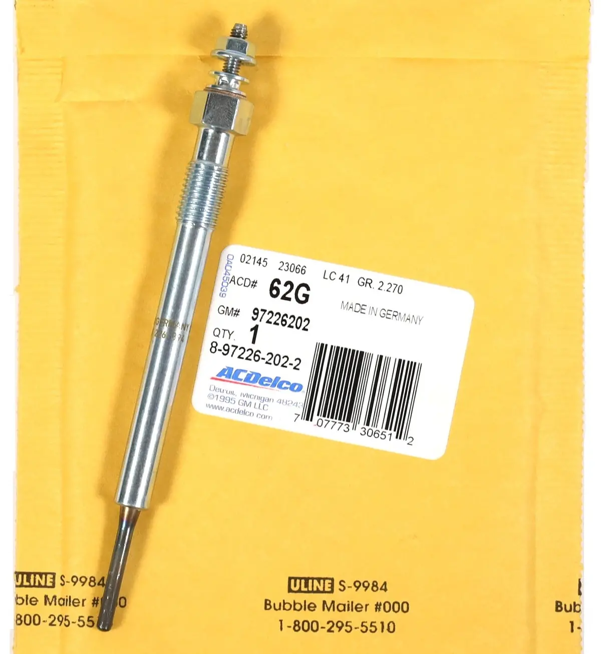 Genuine Oem Gm 62G / 97226202 Diesel Glow Plug 01-04 Chevy Gmc Lb7 Duramax 6.6L 1
