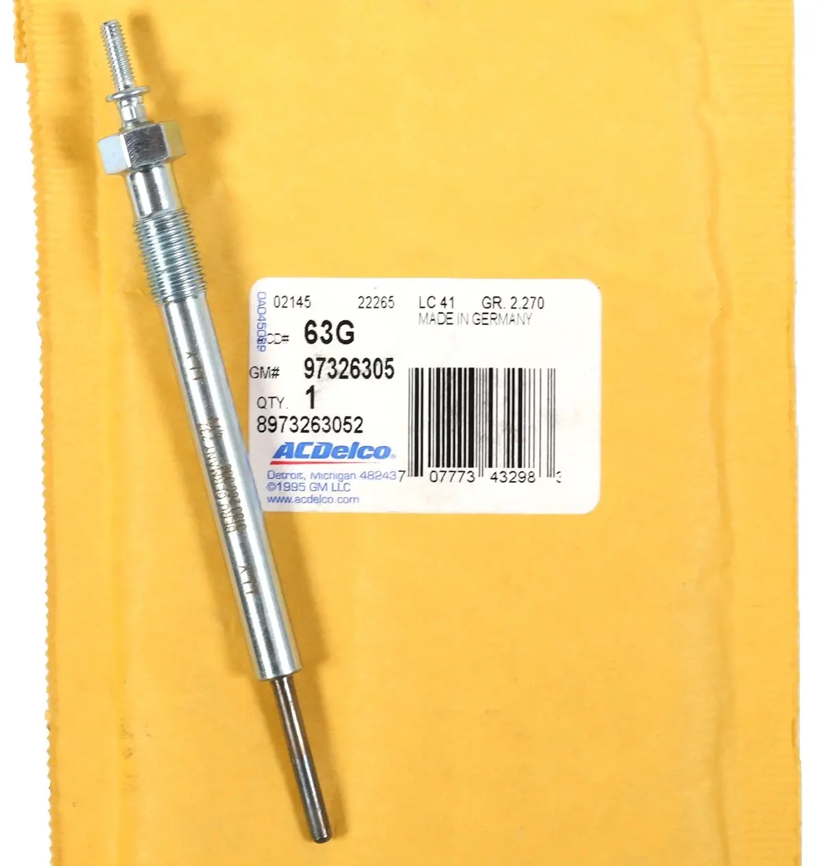 Genuine Oem Gm 63G / 97326305 Diesel Glow Plug 04-05 Chevy Gmc Lly Duramax 6.6L 1
