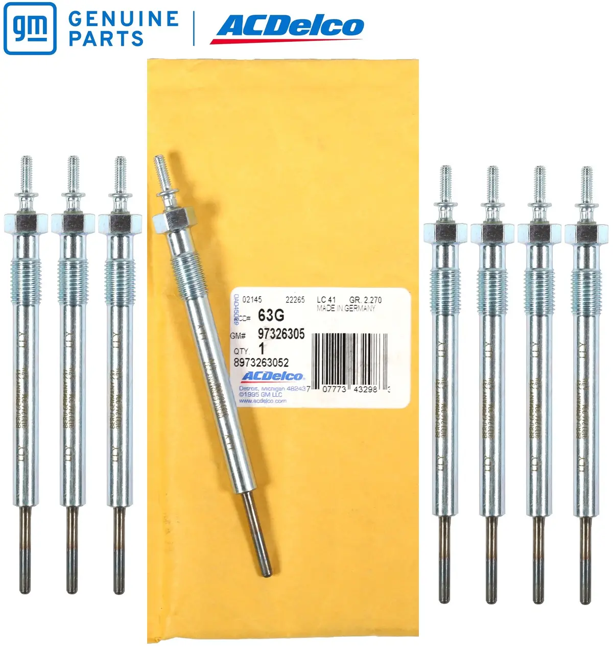 Set Of 8 Oem Gm 63G / 97326305 Diesel Glow Plug 04-05 Chevy Gmc Lly Duramax 6.6L 1