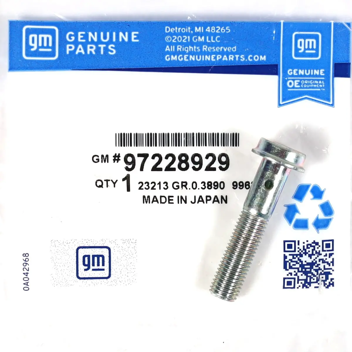 Genuine Gm 97228929 Injector Return Line Banjo Bolt 2001-2004 Duramax 6.6L Lbz 1