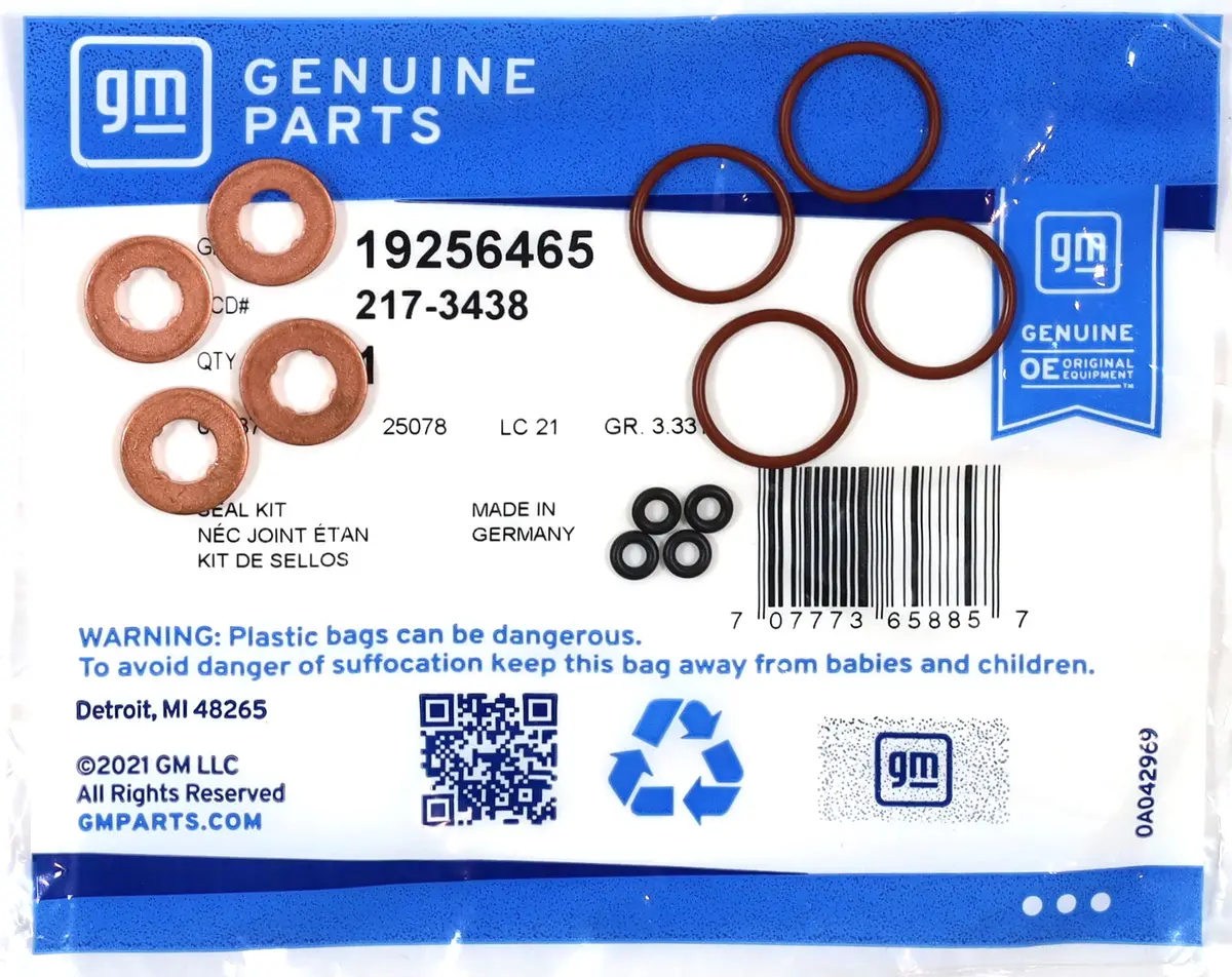 Gm 19256465 Fuel Injector Seal O-Ring Kit 2011–2016 Silverado Sierra Lml Duramax 1