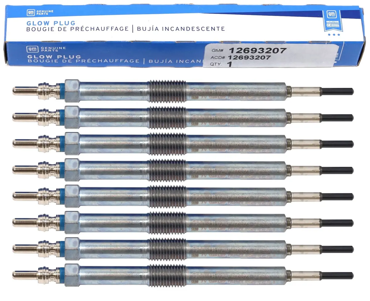 Set Of 8 Gm 12693207 Glow Plugs 2024–2026 L5p L5d 6.6L Duramax Silverado Sierra 1