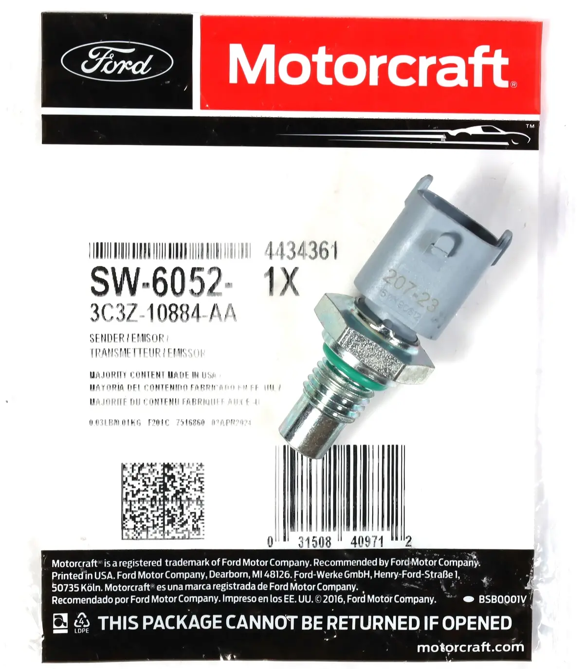 Oem Motorcraft Sw-6052 6.0L 6.4L Powerstroke Diesel Coolant / Oil Temp Sensor 1