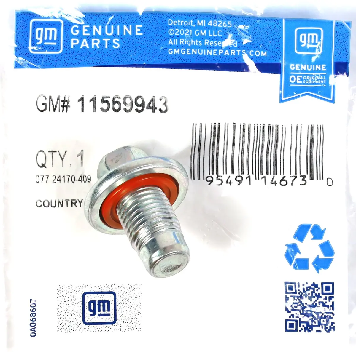 11569943 Oe Engine Oil Drain Plug 2001-2016 Gm 6.6L Duramax Lb7 Lly Lbz Lmm Lml 1