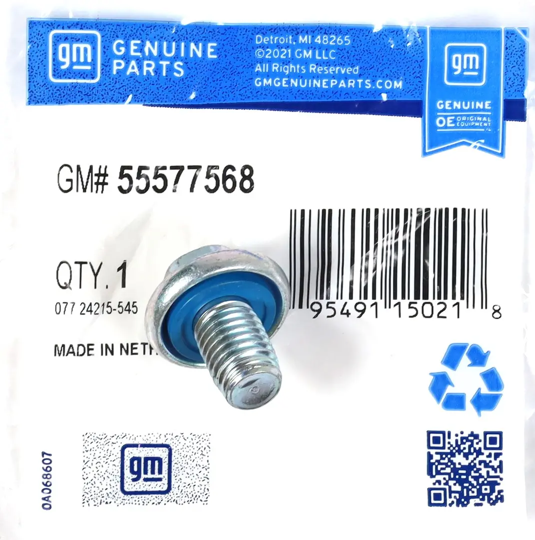 Genuine Oem Gm 55577568 Engine Oil Drain Plug 2017-2025 Chevy 6.6L Duramax L5p 1