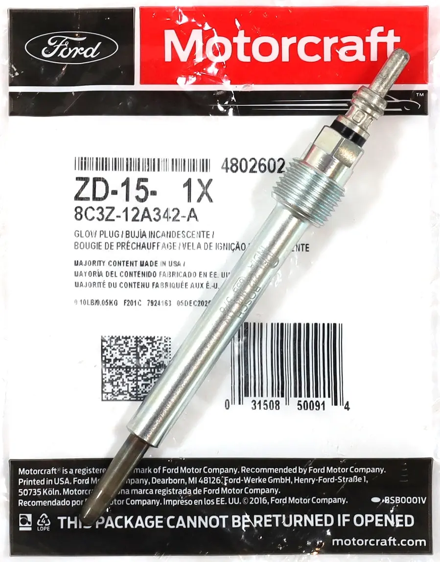 Motorcraft Zd-15 / 8C3z-12A342-A Glow Plug 2008-2010 6.4L Powerstroke Diesel 1