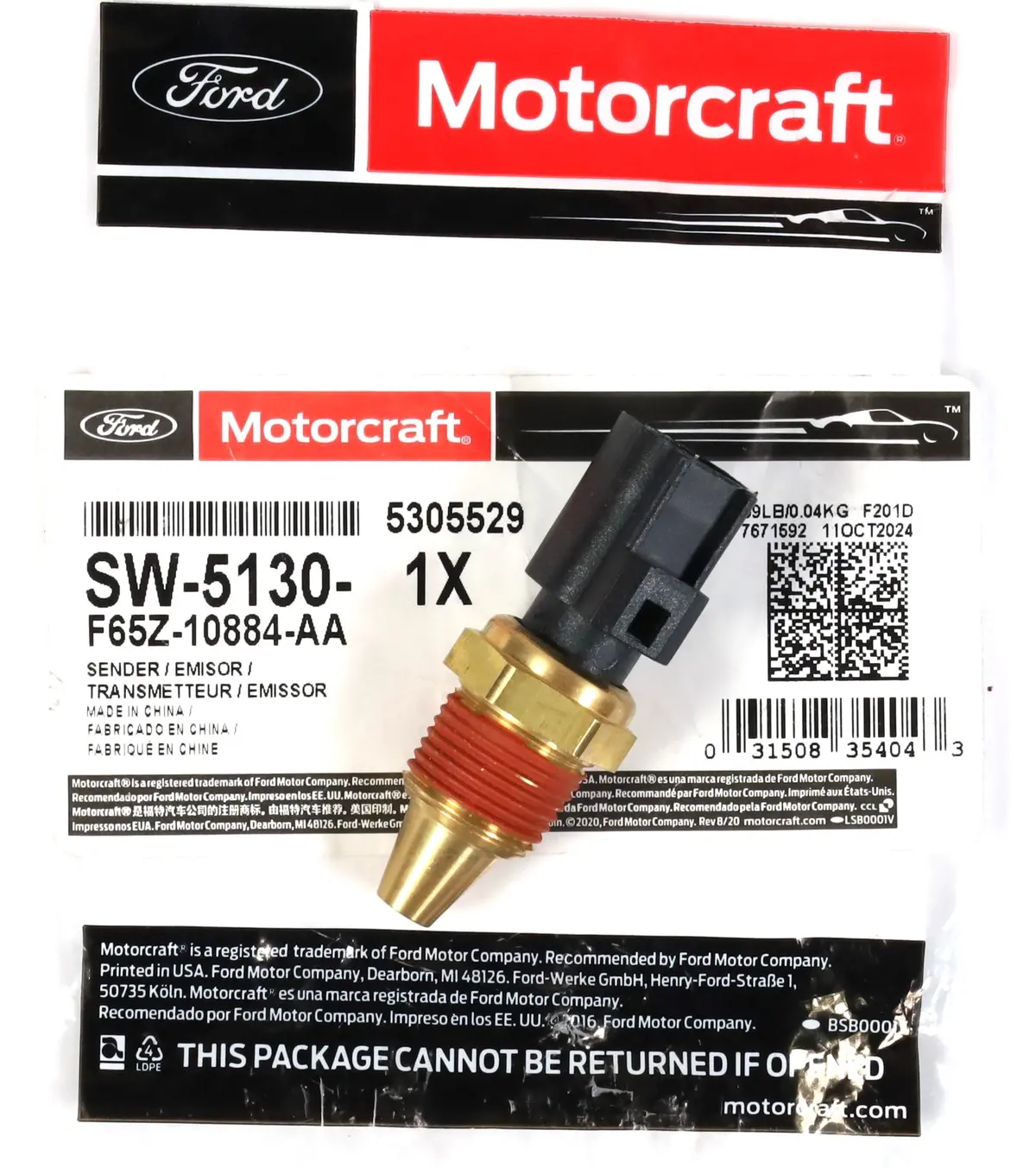 99-03 7.3L Powerstroke Engine Coolant Temperature Switch Sensor Oem Motorcraft 1