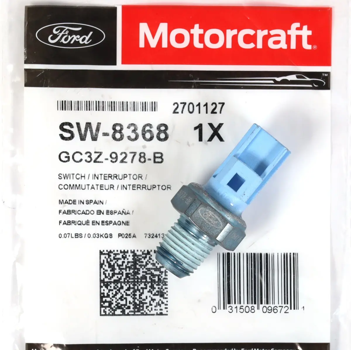 Motorcraft Sw-8368 / Gc3z-9278-B Engine Oil Pressure Sensor 2011-2019 6.7L Powerstroke 1