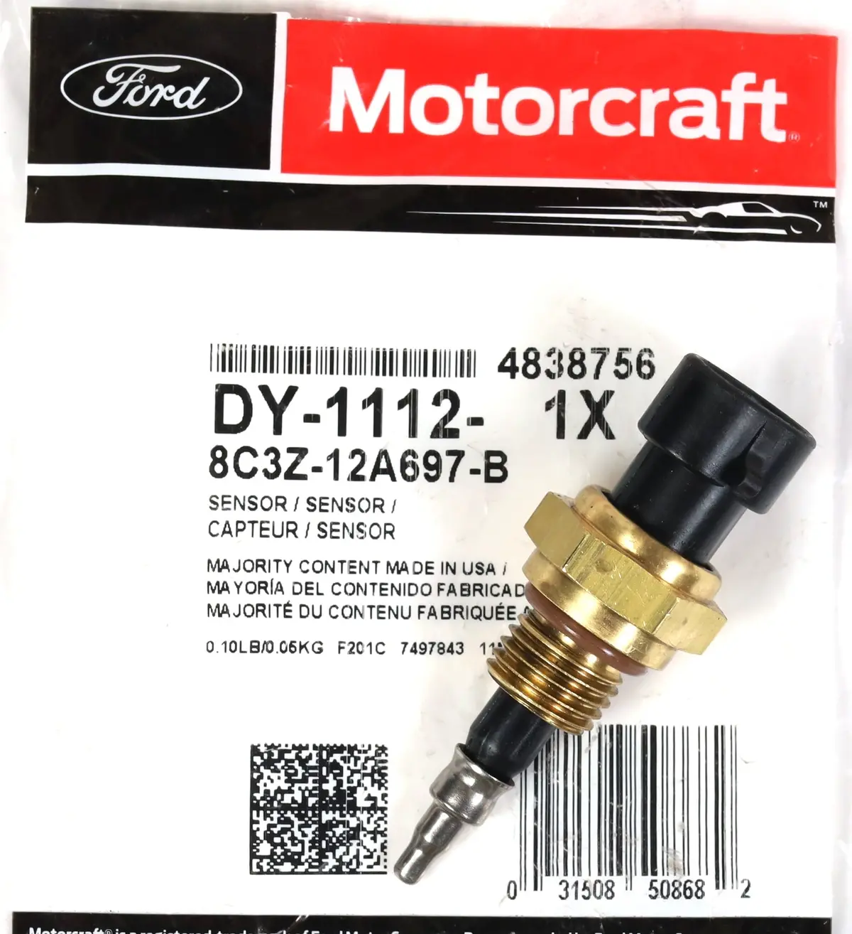Motorcraft Dy-1112 / 8C3z-12A697-B Intake Air Temperature Sensor 2008-2010 6.4L Powerstroke 1