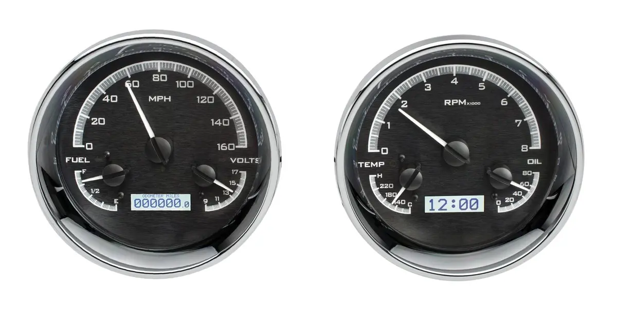 Dakota Digital Vhx-1014-K-W Universal Round Analog Gauge Kit – Vhx Series 1