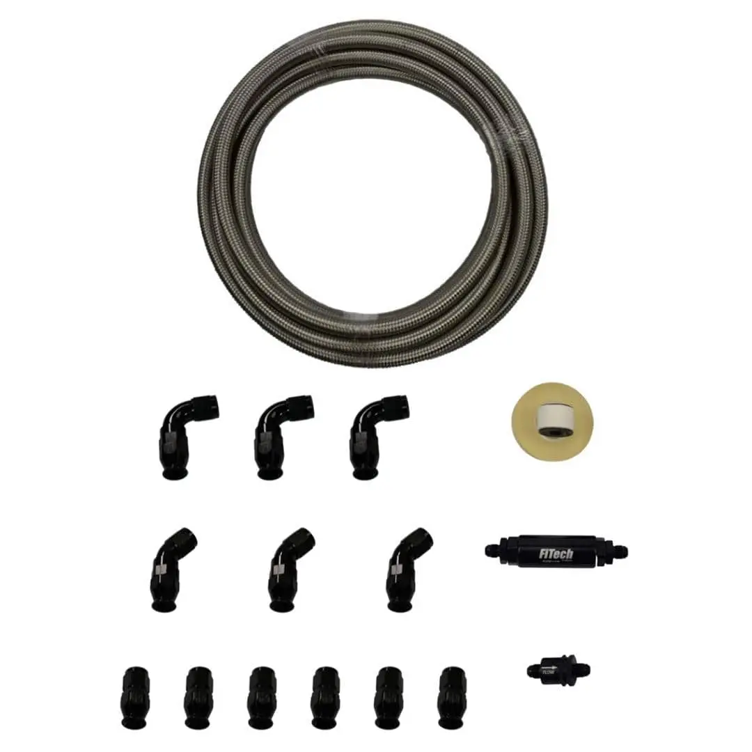 Fitech Stainless Steel Fuel Line Kit – 51008 Universal An Fitting Assembly 1