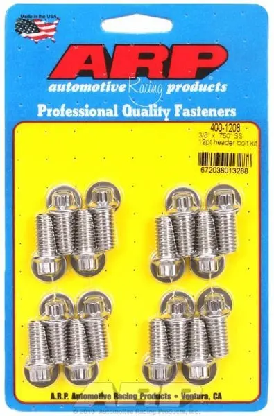 Ar400-1208 Stainless Steel 12-Point Exhaust Header Bolt Set 1